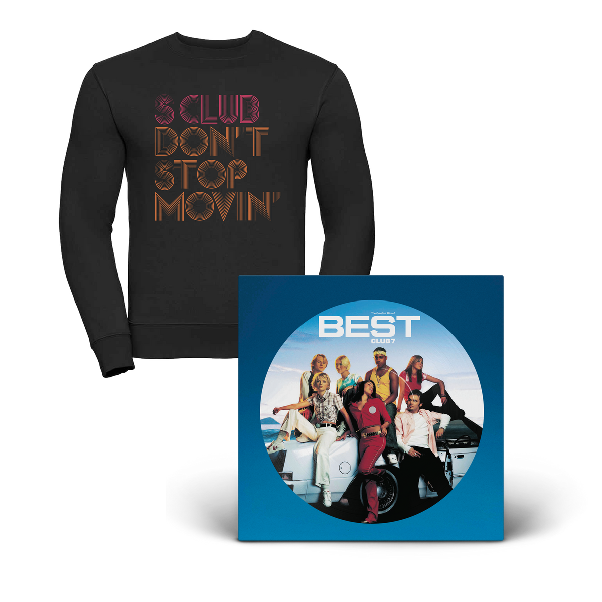 S Club - Don't Stop Movin Sweatshirt + Best: Greatest Hits Of S Club 7